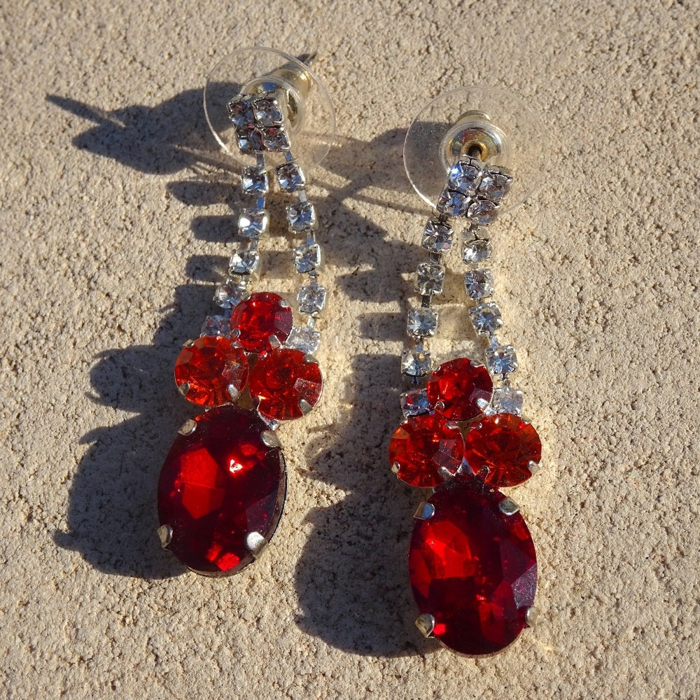 Ruby Red & Fire Orange Phoenix Clear Crystal Silv… - image 3